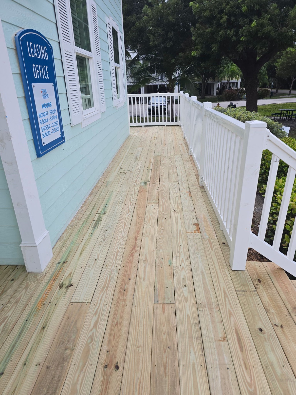 Finished wood deck and porch railing