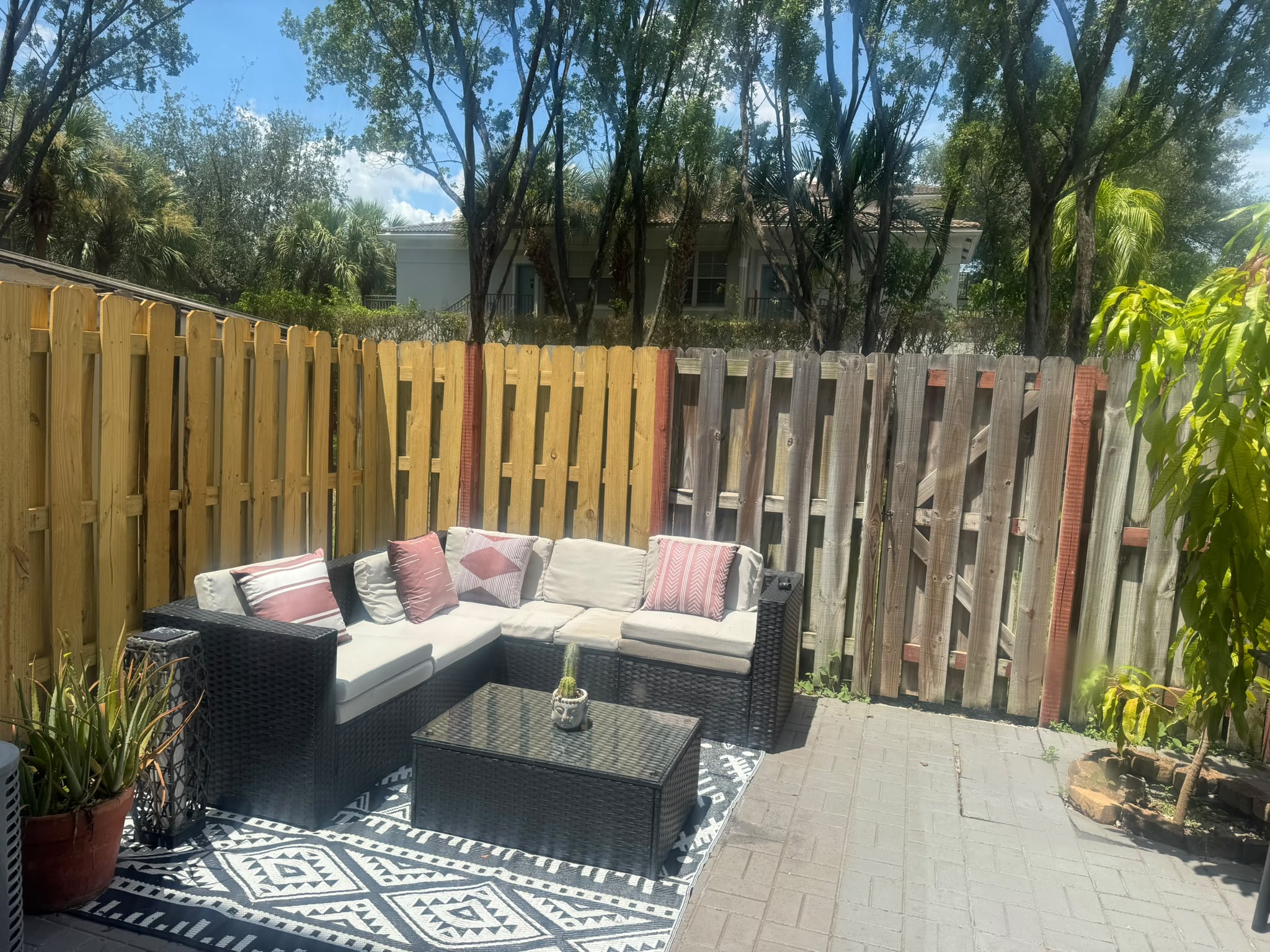Completed backyard patio lounge area